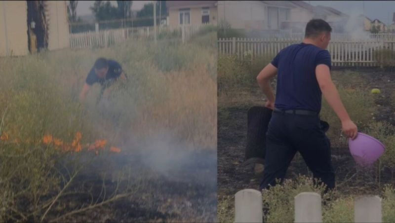 Участковые инспекторы Талдыкоргана потушили пожар во дворах жилых домов