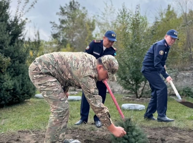 «Таза Қазақстан»: Сотрудники ДЧС области Жетісу благоустроили и озеленили прилегающие территории