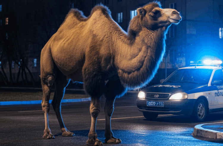 Полиция наказала хозяев верблюда, бродившего по ночному Талдыкоргану