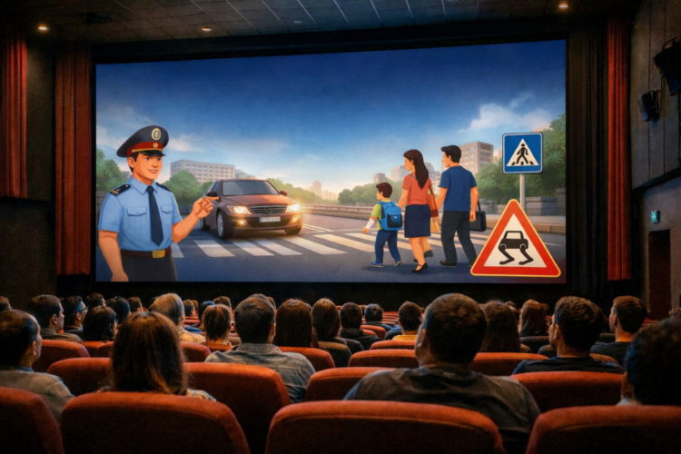 В кинотеатрах Талдыкоргана перед сеансами показывают ролики о дорожной безопасности