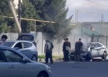 В Талдыкоргане загорелся автомобиль